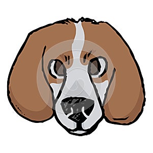 Cute cartoon foxhound hunting dog face vector clipart. Pedigree kennel doggie breed for dog lovers. Purebred doggy for pet parlor