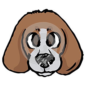Cute cartoon foxhound puppy hunting dog face vector clipart. Pedigree kennel baby doggie breed for dog lovers. Purebred doggy for
