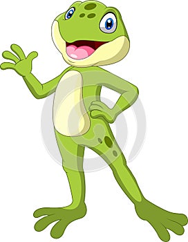 A cute cartoon frog waving