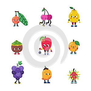 Cute cartoon fruits set, part 2. Funny colorful characters?