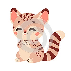 Cute cartoon geneta vector childish vector illustration in flat style. For poster, greeting card and baby design. photo
