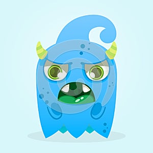 Cute cartoon ghost. Sad monster illustration