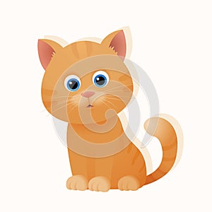 Cute cartoon ginger kitten cat