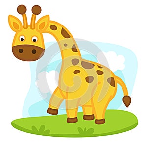 cute cartoon giraffe character on white background