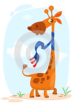 Cute cartoon giraffe. Vector character illustration for children book.