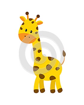 Cute cartoon giraffe vector illustration isolated on white background.