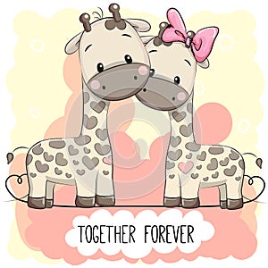 Cute Cartoon Giraffes boy and girl