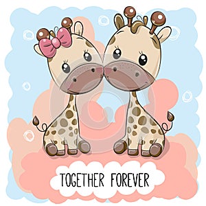 Cute Cartoon giraffes boy and girl