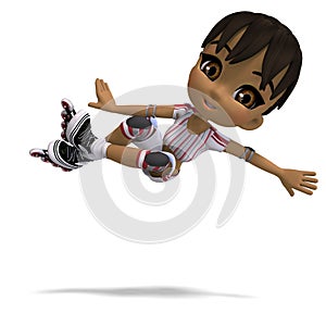 Cute cartoon girl with inline skates