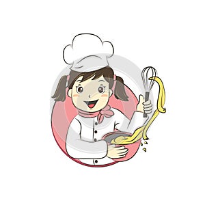 Baker Girl / Girl Chef Vector Illustration photo