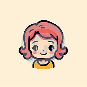 Cute Cartoon Girls With Red Hair: A Delightful Blend Of Simple Line Work And Retro Style