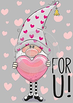 Cute Cartoon gnome with heart photo