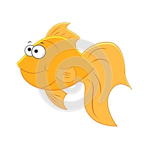 Cute cartoon gold fish isolated on white background.
