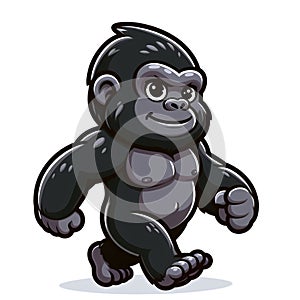 cute cartoon gorilla protected on a white background, suitable for making stickers and illustrations 6