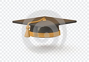 Cute cartoon graduation cap. Education, degree ceremony concept. Vector illustration