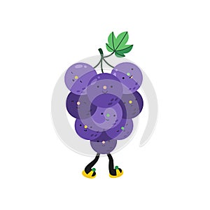 Cute cartoon grape illustration on a white background