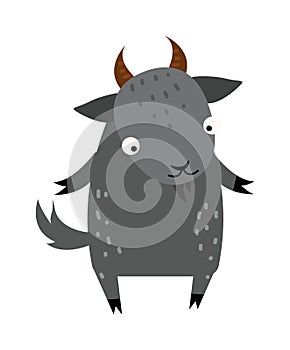 Cute cartoon gray goat mammal farm animal vector.