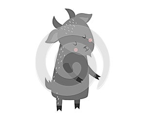 Cute cartoon gray goat mammal farm animal vector.