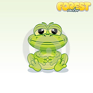 Cute Cartoon Green Frog. Funny Vector Animal