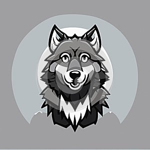 cute cartoon grey wolf, wildlife animal illustration vector
