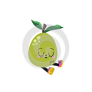 Cute cartoon guava illustration on a white background