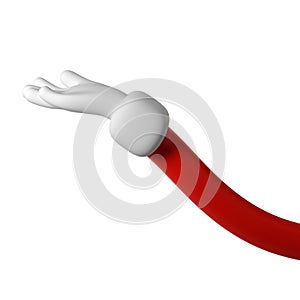 Cute cartoon hand 3D open palm hand of Santa Claus Christmas icon. Rendering winter take, giving, holding something