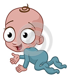 Cute Cartoon Happy Baby Crawling