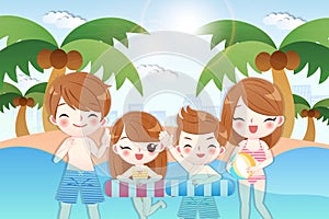 Cute cartoon happy family