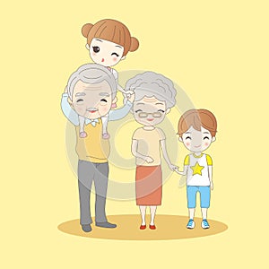 Cute cartoon happy family
