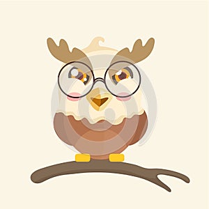 Cute cartoon hawk illustration.