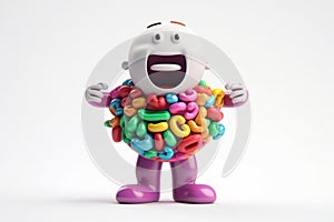 Cute cartoon healthy human anatomy internal organ character set with brain lung intestine heart kidney liver and stomach