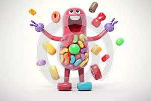 Cute cartoon healthy human anatomy internal organ character set with brain lung intestine heart kidney liver and stomach