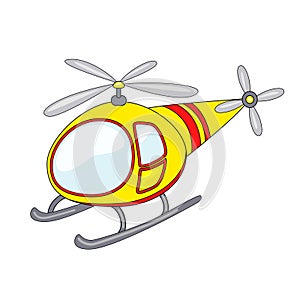 Cute cartoon helicopter. Vector illustration isolated on white b