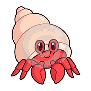 Cute cartoon hermit crab drawing