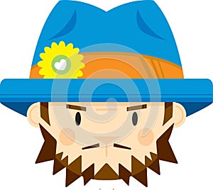 Cute Cartoon Hippie in Hat