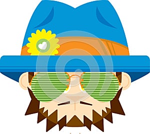 Cute Cartoon Hippie in Hat and Shades