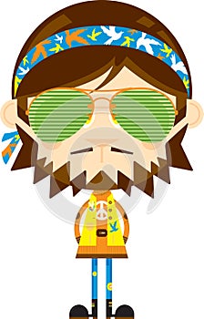 Cute Cartoon Hippie in Shades