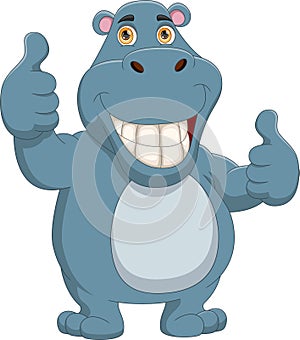 cute cartoon hippo thumbs up