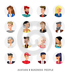 Cute cartoon human avatars set