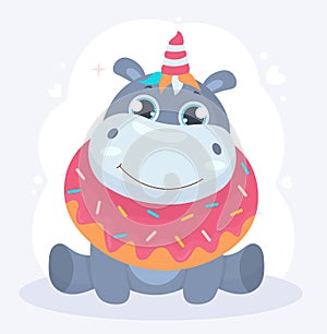 Cute Cartoon hypopotamus photo