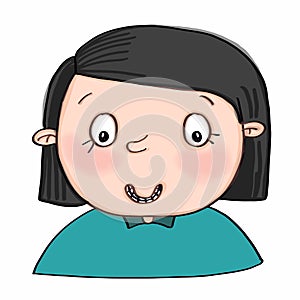 Cute cartoon illusration girl portrait