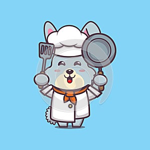 Cute cartoon illustration of rabbit chef