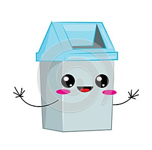 Cute cartoon illustration of trash can