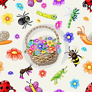 Cute cartoon insects pattern