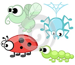 Cute cartoon insects set