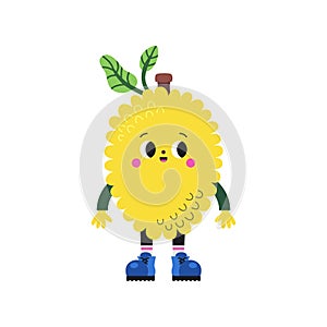 Cute cartoon jackfruit illustration on a white background