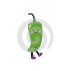 Cute cartoon jalapeno illustration on a white background