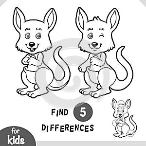 Cute cartoon Kangaroo animal, Find differences educational game for children