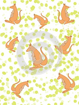 Cute cartoon,kangaroo pattern  animal illustration  white background