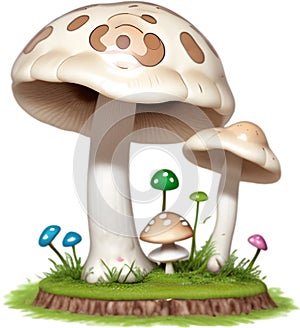 Cute Cartoon Kawaii Mushroom icon, Kawaii Mushroom clipart.